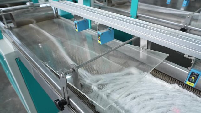 Automated carpet weaving machine producing patterned rugs in a modern textile factory