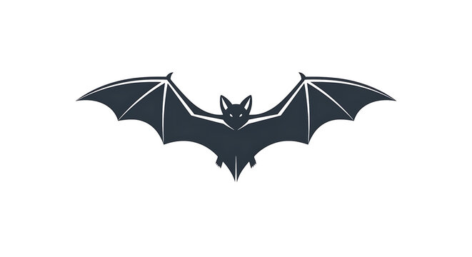 A dark gray bat silhouette flying against a black background on transparent background
