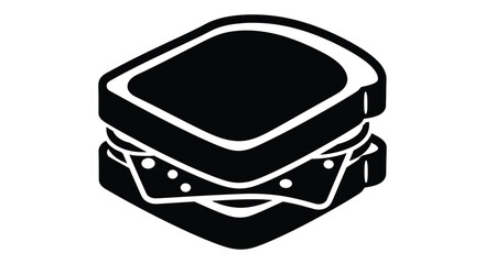 A simple, black and white vector illustration of a sandwich icon on a plain white background, ideal for use in food-related designs, logos, or infographics.