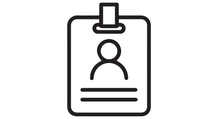 Obraz premium A simple black and white icon of an identification badge with a persons silhouette