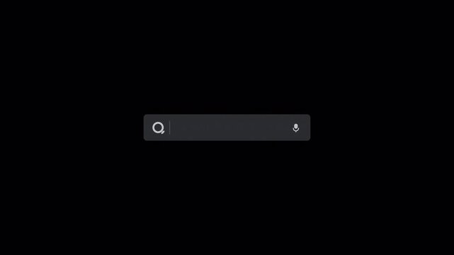 Dark grey translucent pill search bar graphic with white minimalist icons 4K UHD