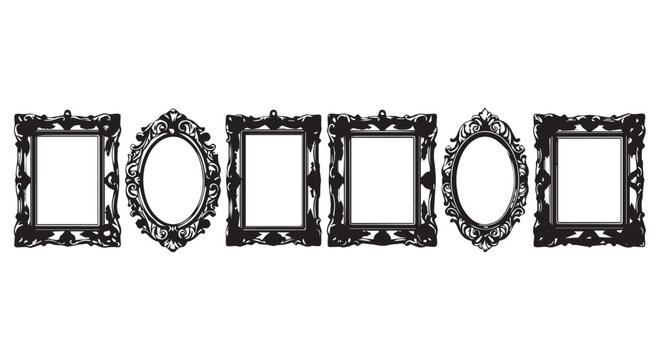 A collection of ornate picture frames on a Transparent Background for photography and design