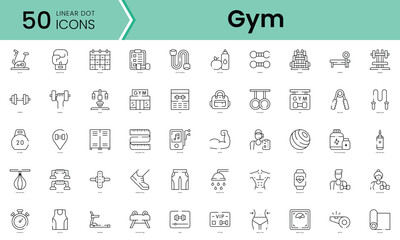 Set of gym icons. Line art style icons bundle. vector illustration © IcoKitty