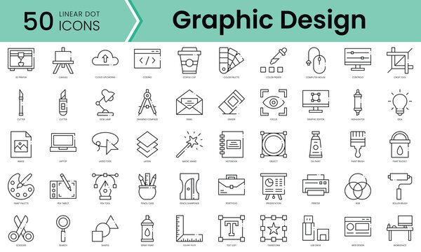Set of graphic design icons. Line art style icons bundle. vector illustration