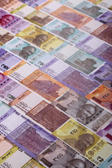 Naklejka premium Indian paper currency, rupees, for financial transactions and exchange. Indian rupee currency