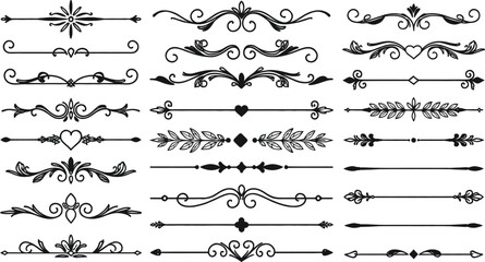 Obraz premium A collection of ornate black and white illustrations of dividers and flourishes
