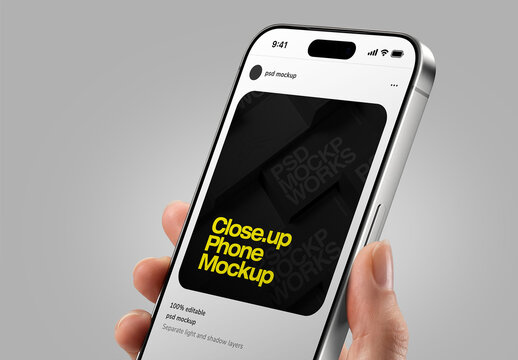 Phone Mockup - Hand Holding Close-Up