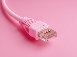 network cable ethernet close up on a pink isolated background