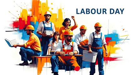 Labour day celebration with diverse workers