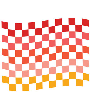 Retro Wavy Checkerboard Pattern in Warm Sunset Colors &ndash; Abstract Geometric Background Vector Transparent Background