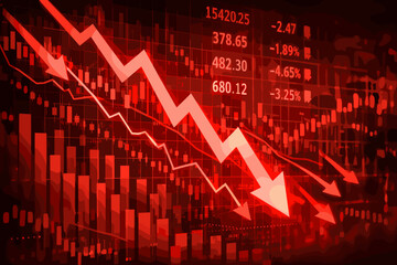 Global Stock Market Crash Concept with Falling Red Financial Chart and Economic Downturn