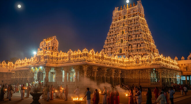 Ram Navami Temple Festival Night Scene