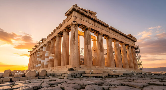 Ancient Parthenon Temple Acropolis Athens Greece Landmark.