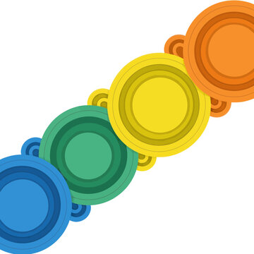 Colorful Clay Targets in a Row for Shooting Sport.