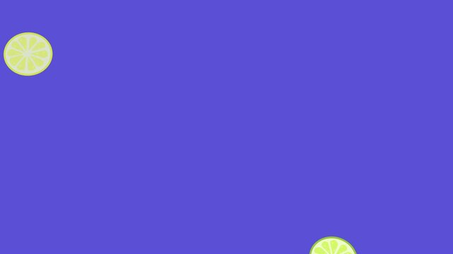 Lemon and lime slice seamless pattern animation