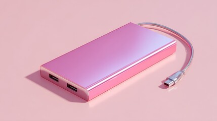 external ssd drive sleek on a pink isolated background