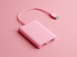 backup drive external device on a pink isolated background