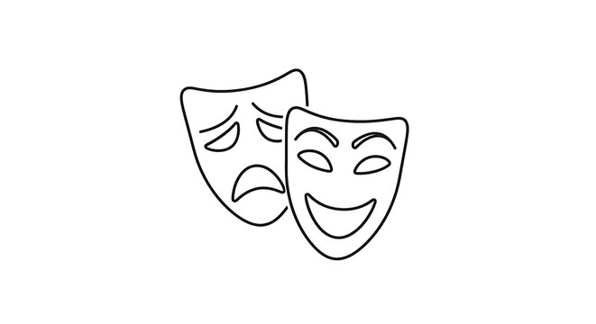 A pair of comedy and tragedy masks. PNG, isolated on white background
