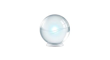 A clear, spherical glass object.  PNG, isolated on white background