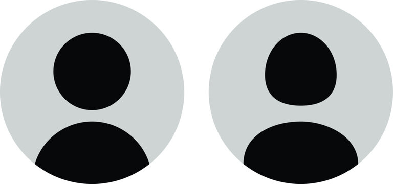 Default avatar profile icon. black placeholder. Man and woman silhouette style