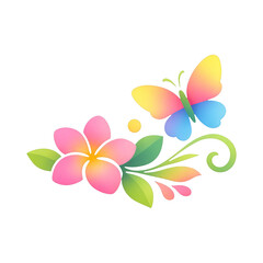 Naklejka premium PNG Colorful butterfly floral design