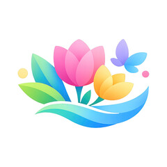 Fototapeta premium PNG Colorful floral butterfly illustration