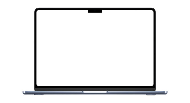 Modern laptop computer screen isolated on transparent background with shadows