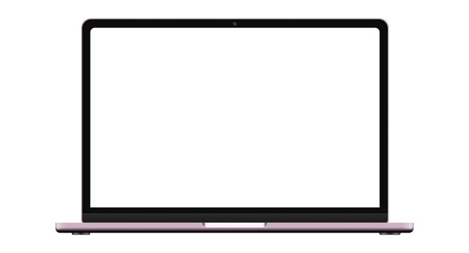 Modern laptop computer screen isolated on transparent background with shadows