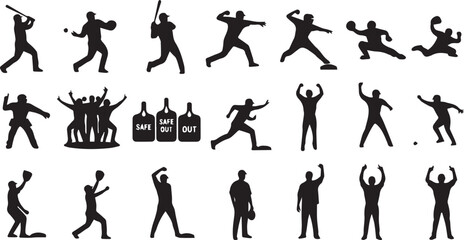 Fototapeta premium baseball player silhouette action set vector illustration