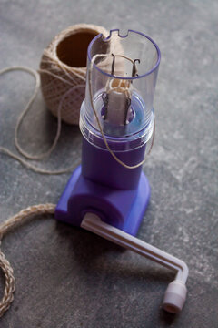 French knitting spool tool with yarn &ndash; knitting dolly for making cord
