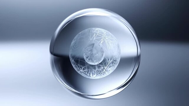 Transparent Orb With Radiant Heartbeat And Intricate Wiring For Technical Or Scientific Presentations