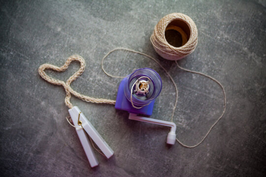 French knitting spool tool with yarn &ndash; knitting dolly for making cord