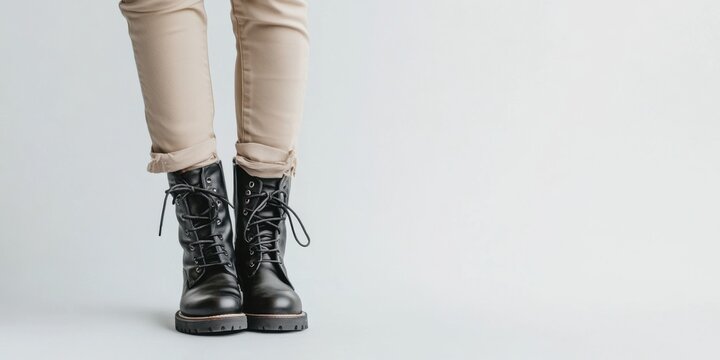 Dance in Stylish Black Boots and Beige Jeans, perfect for Fashion Enthusiasts everywhere