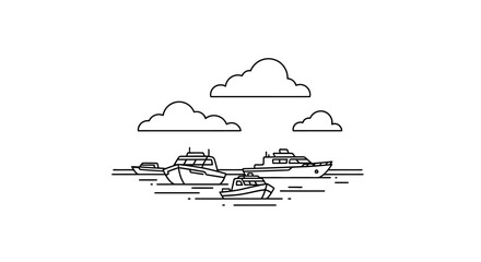 Several boats floating on water surface. © Afi