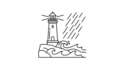 Lighthouse standing on rocky coastline. © Afi