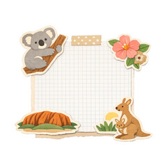 Fototapeta premium PNG Cute Australian animals paper design.