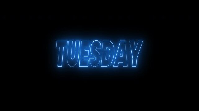 Tuesday and Wednesday text animation. 4k animated typography Suitable for opener videos or social media posts.
