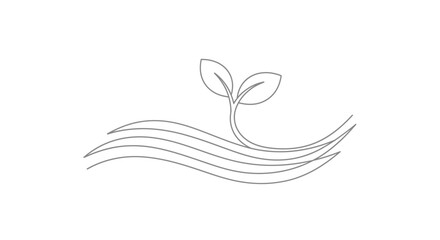 Naklejka premium Simple Line Drawing of a Sprout.