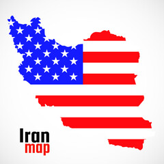 Obraz premium Map of Iran with the usa flag inside isolated on white background