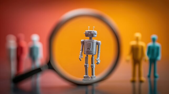 AI workforce selection identifies a humanoid robot among job applicants as artificial intelligence hiring systems, automation technology, robotics employees, machine learning 