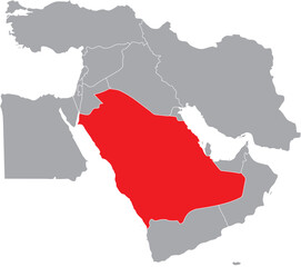 Obraz premium Saudi Arabia Highlighted on Middle East Map, Editable Icon