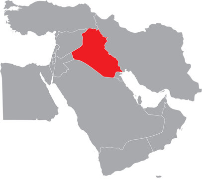 Iraq Highlighted on Middle East Map, Editable Icon