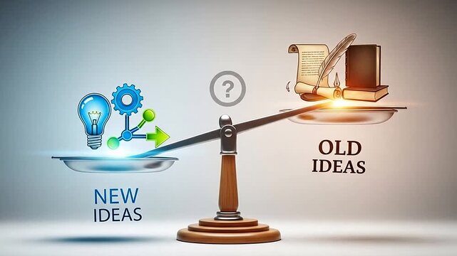 New ideas versus old ideas concept.