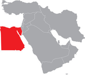 Obraz premium Egypt Highlighted on Middle East Map, Editable Icon