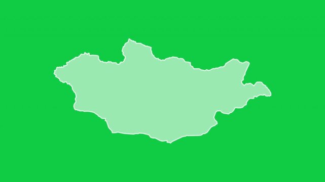 Mongolia map pop animation with green background