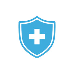 Fototapeta premium Blue shield with white medical cross.