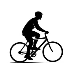 Obraz premium Silhouette of a Cyclist Riding a Bicycle on a White Background.