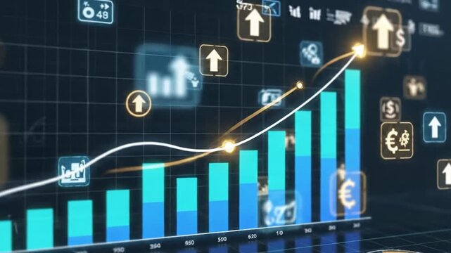 Business growth chart with increasing graph.