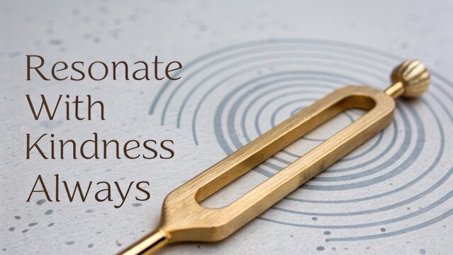 Golden Tuning Fork Gentle Vibration on Textured Surface