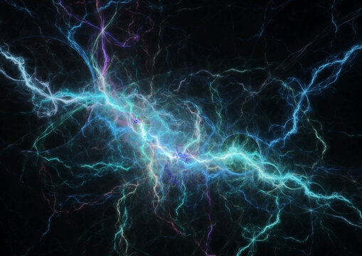 Green lightning, abstract electrical backgroundBlue Electric Plasma Lightning Abstract Energy Background